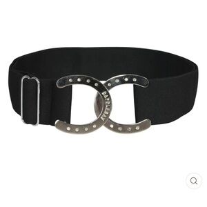EQUESTRIAN STYLE horseshoe elastic belt - Black Belt with Silver Buckle NWT